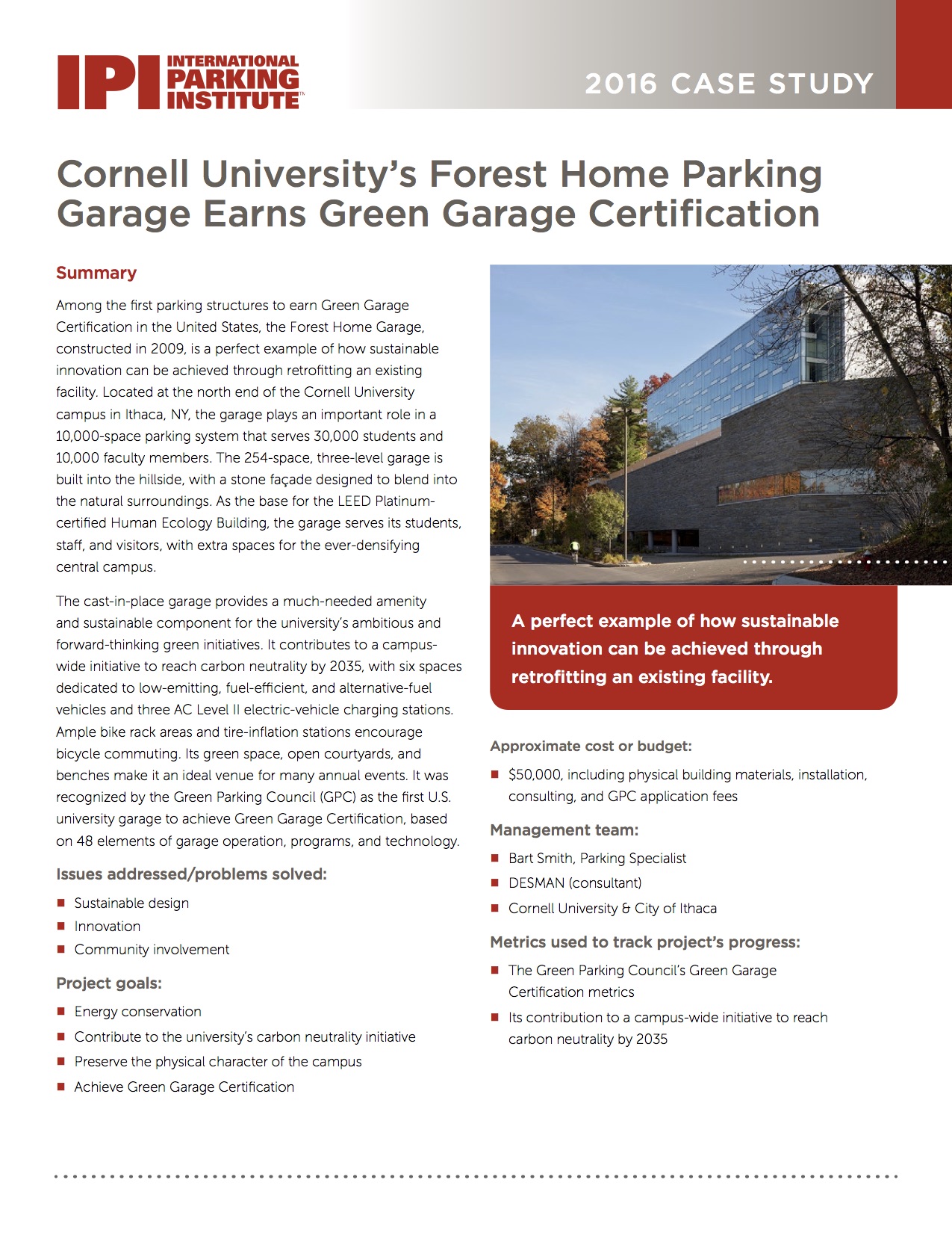 Cornell University S Forest Home Parking Garage Earns Green