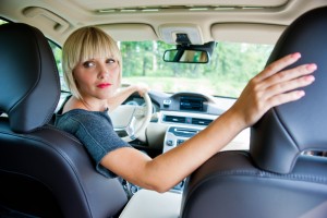 attractive woman parking her car