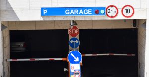 Entrance of the parking garage