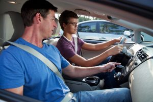 Teenager learning to drive